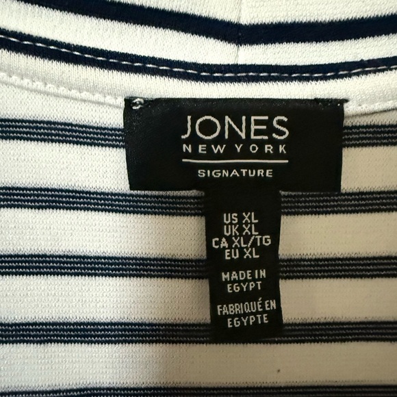 Jones New York Black and White Striped Cardigan - Picture 3 of 7